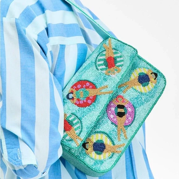 👙 🏊‍♀️ Viral NEW Beaded Aqua Shoulder Bag 🏖️ - Picture 7 of 7